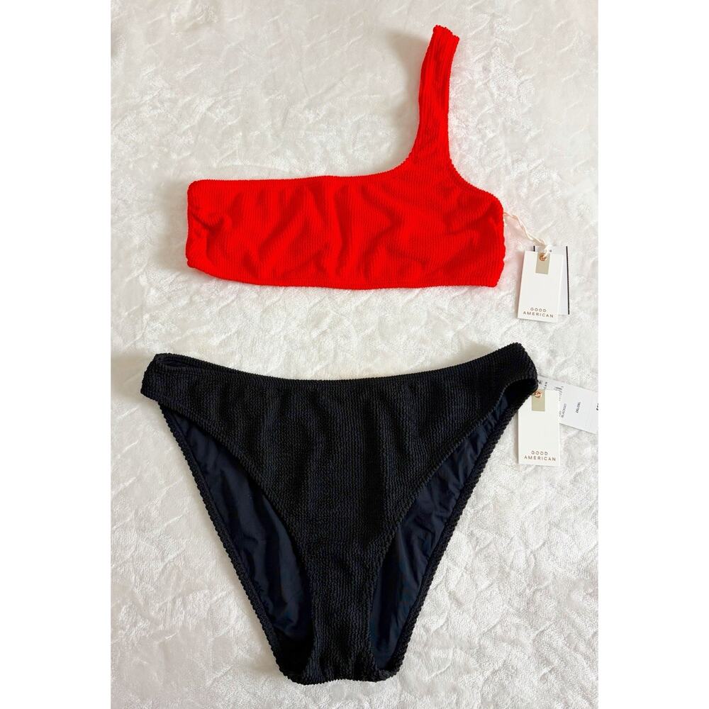 NWT Good American Size 2XL/3XL or 5/6 Black Red 2 Piece Bikini Set Swimsuit